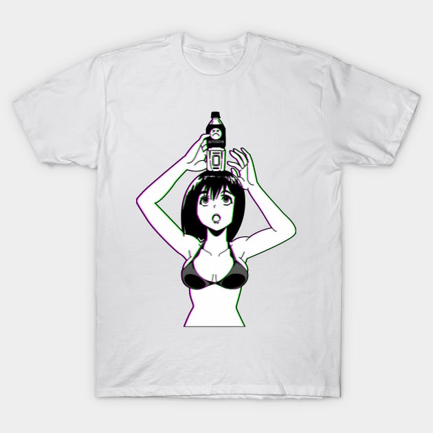 WATER BOTTLE (GLITCH) - SAD JAPANESE ANIME AESTHETIC T-Shirt by Poser_Boy